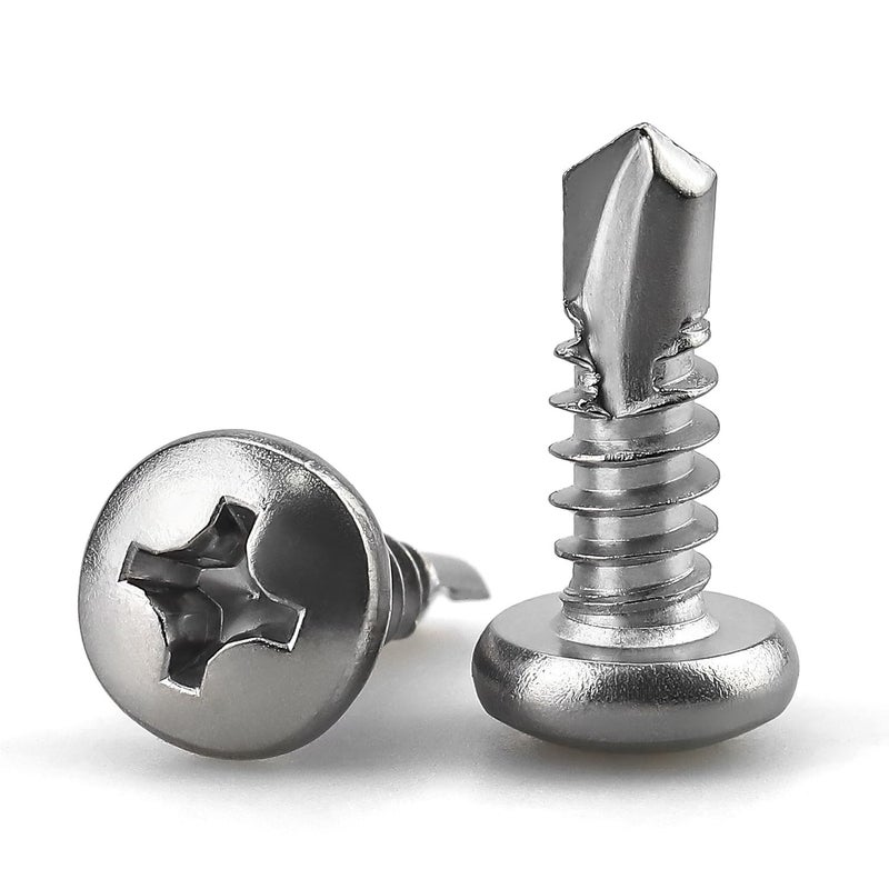EASTLO #6 x 1/2" Pan Head Self Drilling Screws, Phillips Drive, 410 Stainless Steel Sheet Metal Screws,Self Tapping, Dovetail, Pack of 100 - Image 1